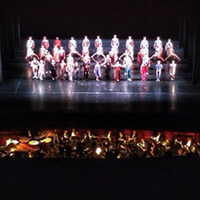 On stage bow with dancers after Bach Double performance